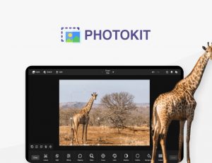 illustration de l'interface de photokit avec une image d'une girafe détourée