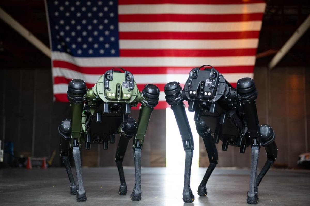 Deux robots chiens de Ghost Robotics.