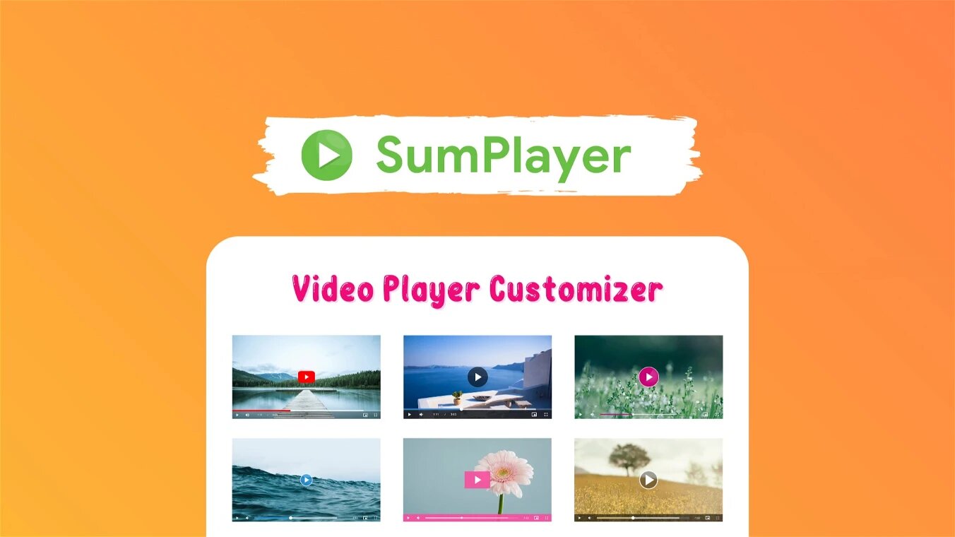 illustration de sumplayer avec des miniatures de vidéos et un fond orange