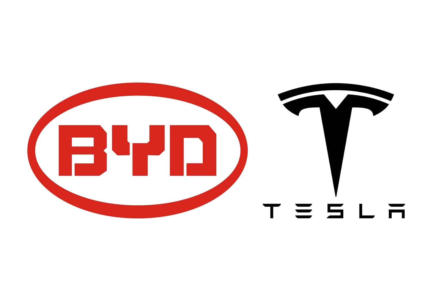 Logo de BYD et Tesla