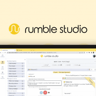 capture d'écran de l'outil avec "rumble studio" écrit au dessus, fond jaune
