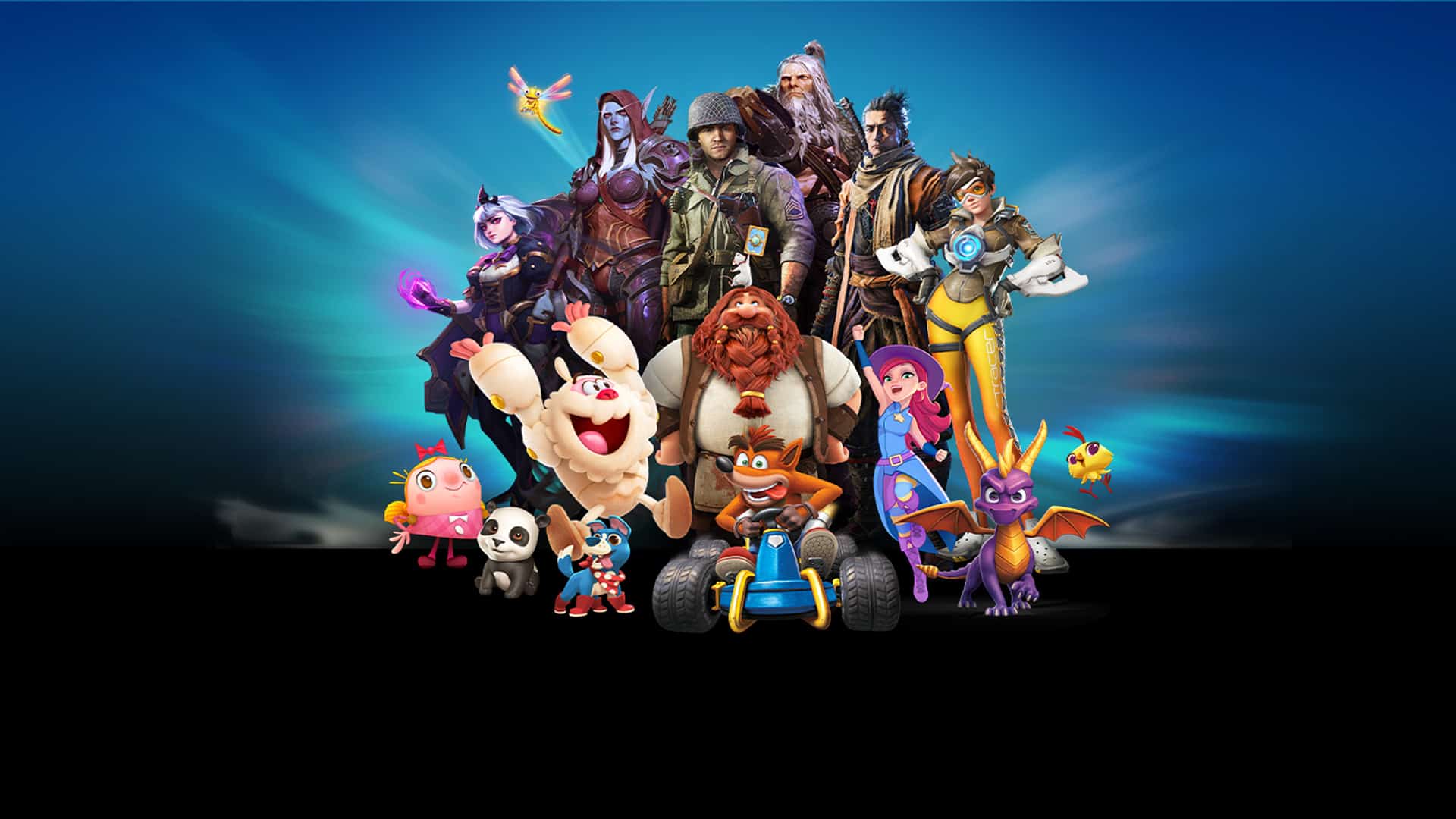 Des personnages issus des jeux d'Activision Blizzard.