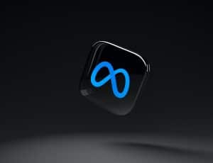 Logo Meta en bleu sur fond noir