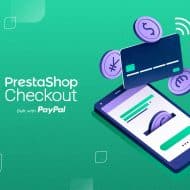 illustration téléphone avec carte de crédit et inscription "prestashop checkout"