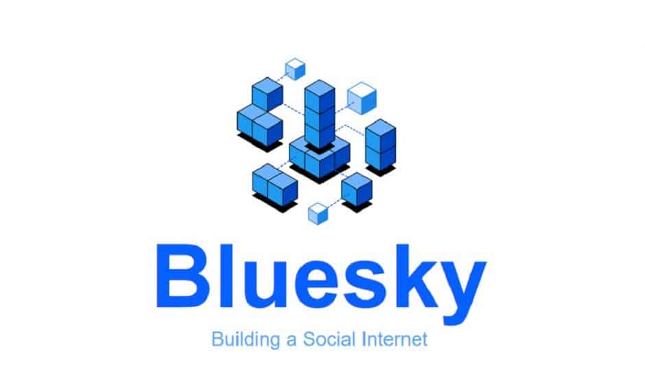 Le logo de Blue Sky, composé de cubes bleus superposés.