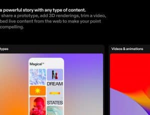 un smartphone avec des designs, fond orange et violet, texte en haut