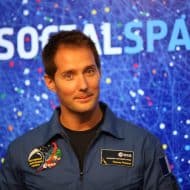 Thomas Pesquet photographed in his astronaut uniform.