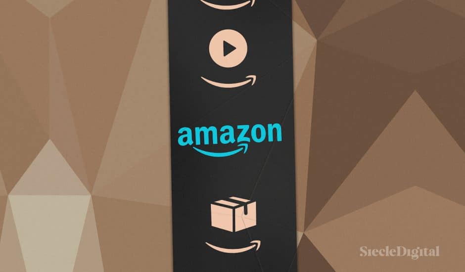 illustration du logo d'Amazon reprennant la bande placée sur leurs colis