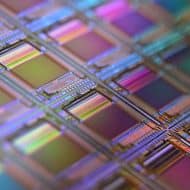 Silicon wafer, photographed in macro