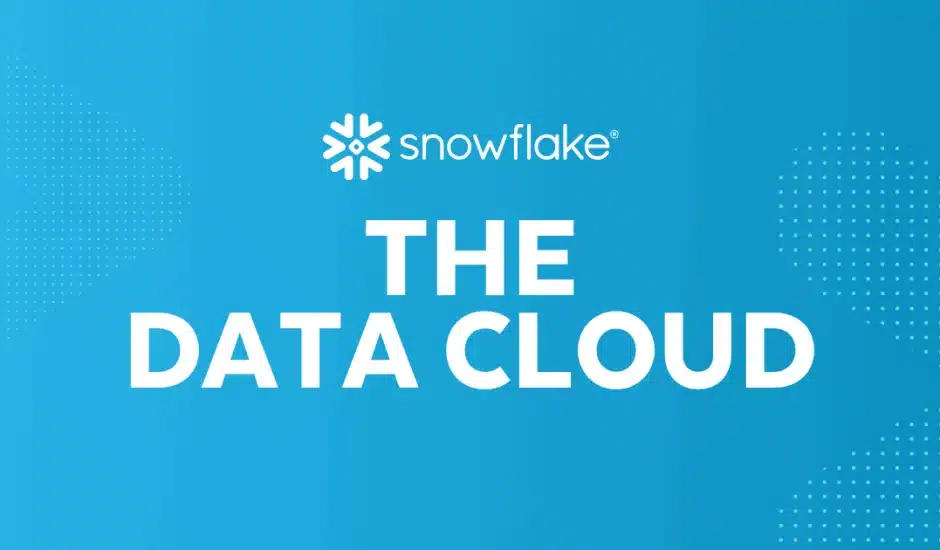 Logo de la société Snowflake et leur offre « the data cloud »