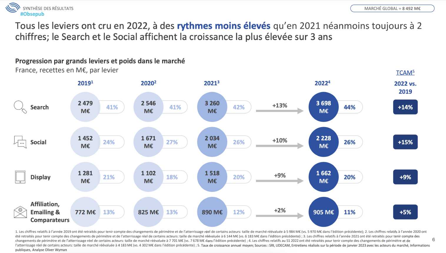 Infographie leviers pub numérique en France en 2022.