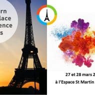 une image de tour Eiffel avec des couleurs abstraites et la mention "modern workplace conference paris"