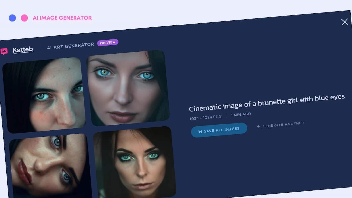 plateforme katteb avec images de jeunes femmes brunes générées par une IA