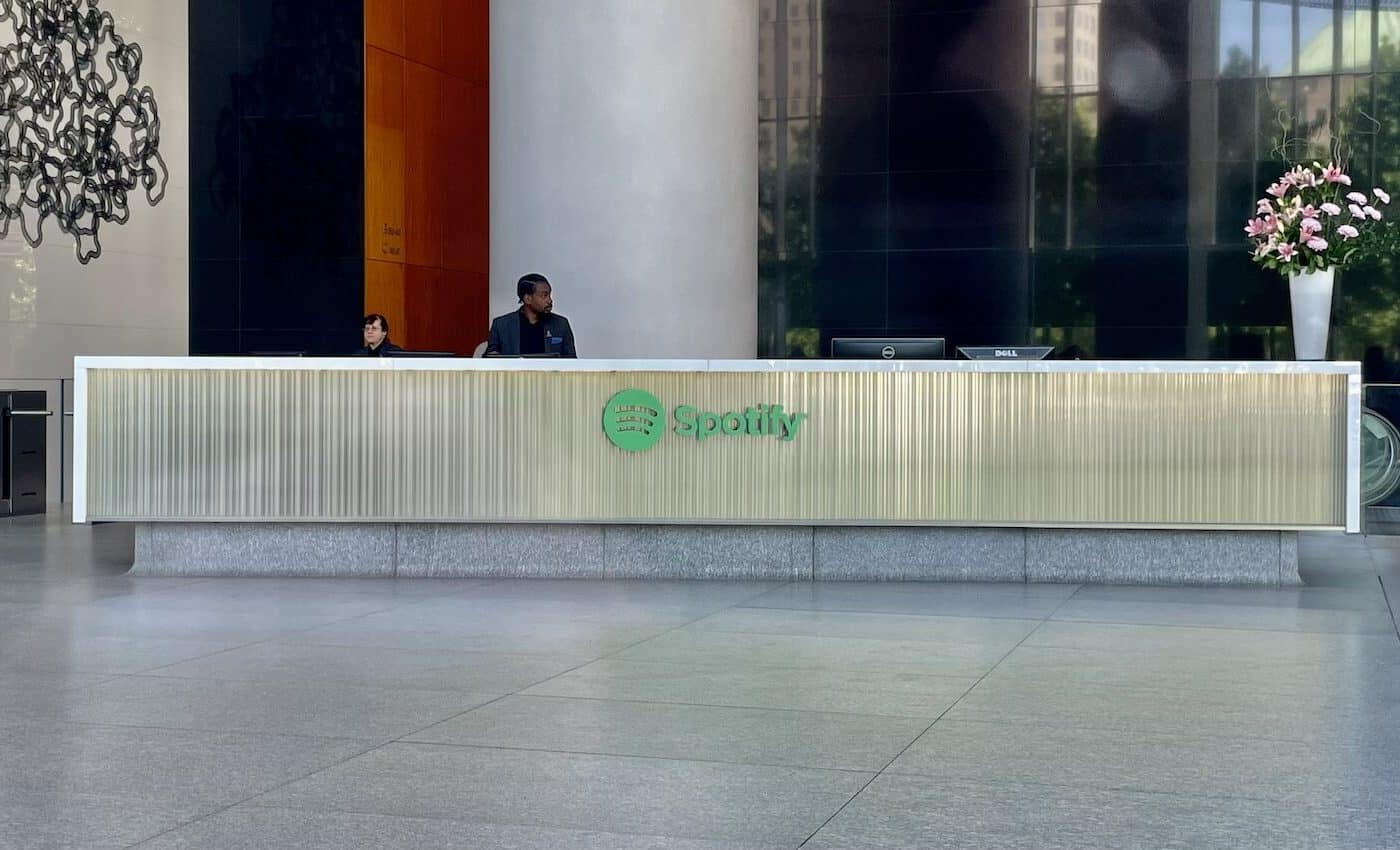 Accueil des bureaux de Spotify à New York.