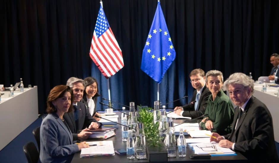 Des dirigeants européens et américains lors du TTC.