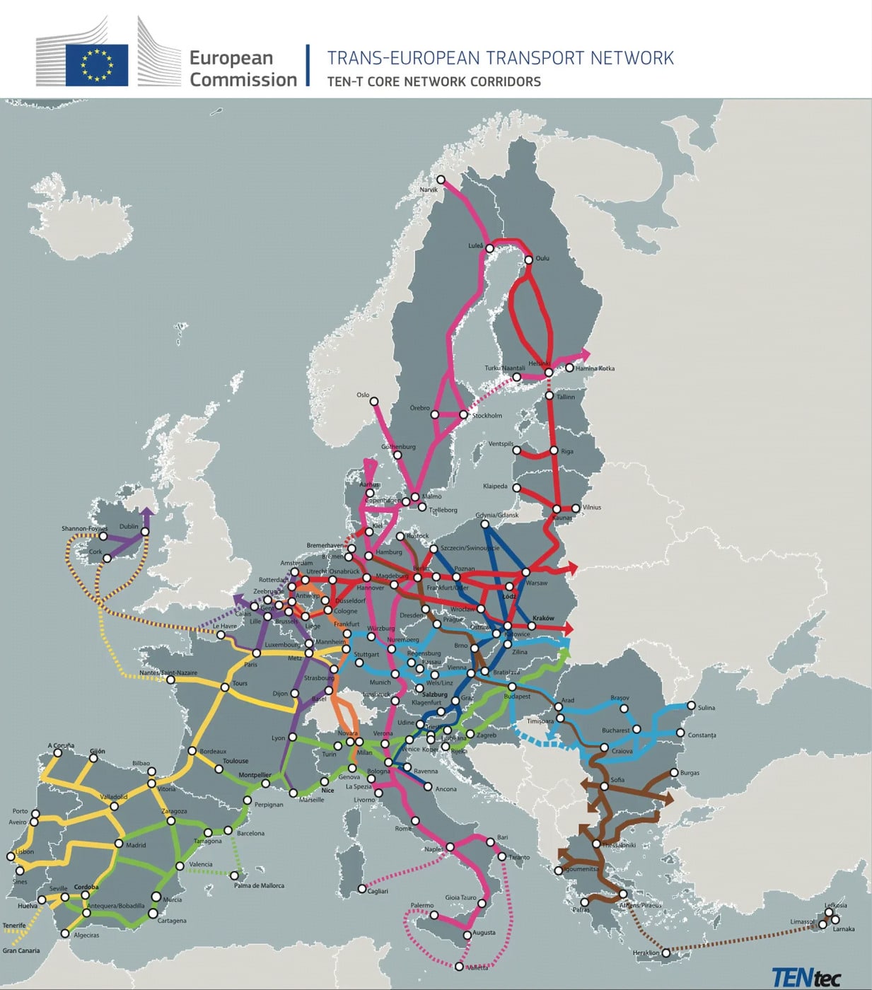 Le réseau transeuropéen d'autoroutes.