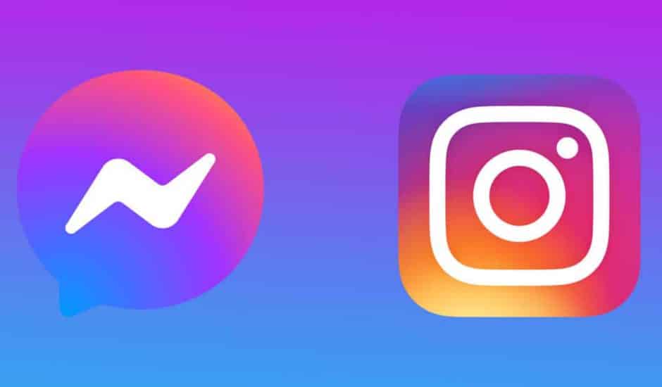 Les logos d'Instagram et de Messenger sur un fond dégradé.
