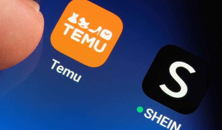 logos des applications temu & shein sur un smartphone