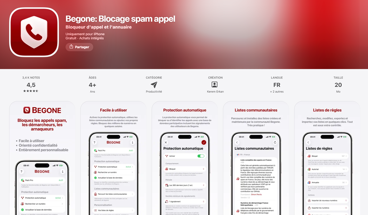 Begone, l’appli iPhone qui bloque le démarchage téléphonique